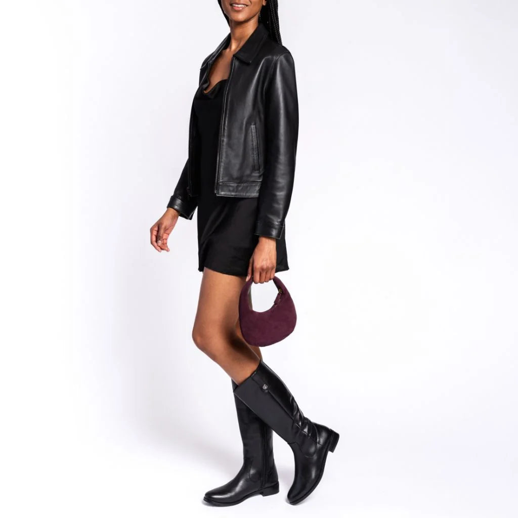 Mini Crescent | Burgundy Suede