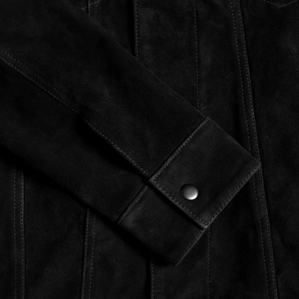 Suede Trucker Jacket | Black