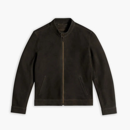Racer Jacket | Dark Olive Suede