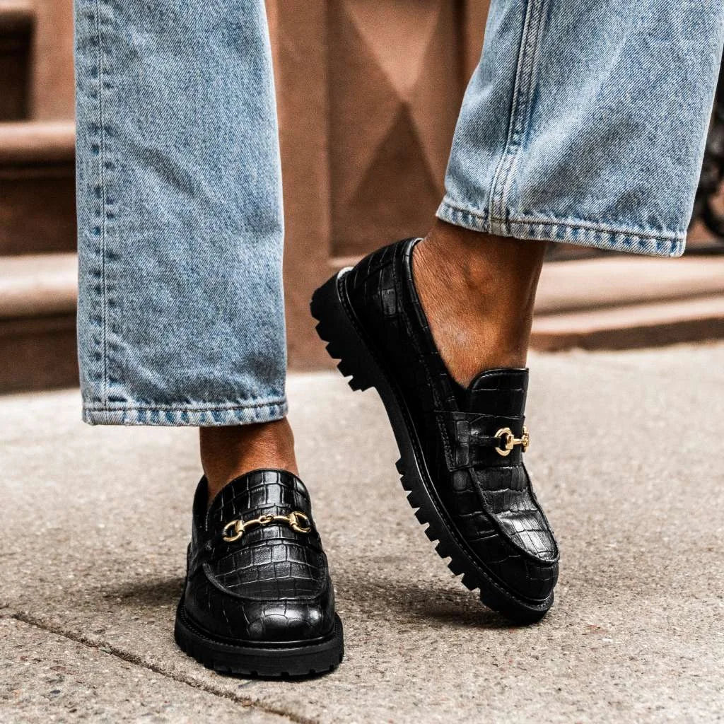 Penny | Black & Gold Croco
