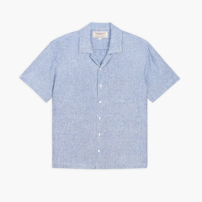 Linen Camp Shirt | White & Indigo