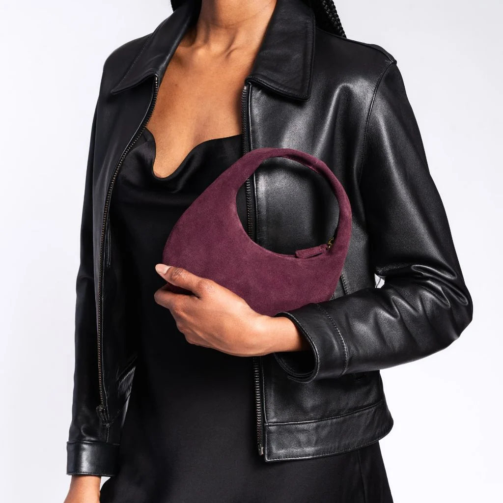 Mini Crescent | Burgundy Suede