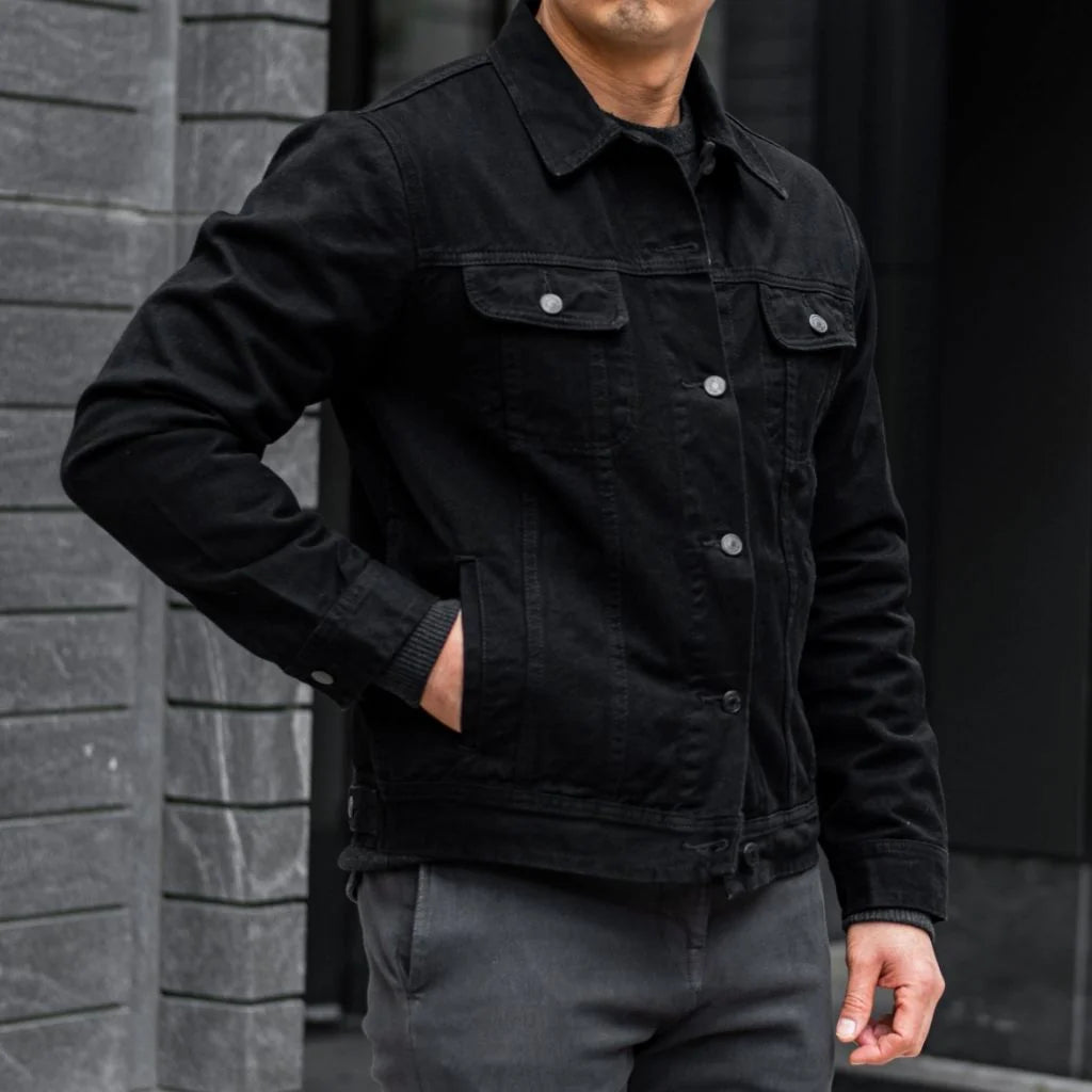 [W] Denim Trucker Jacket | Pitch Black
