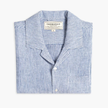 Linen Camp Shirt | White & Indigo