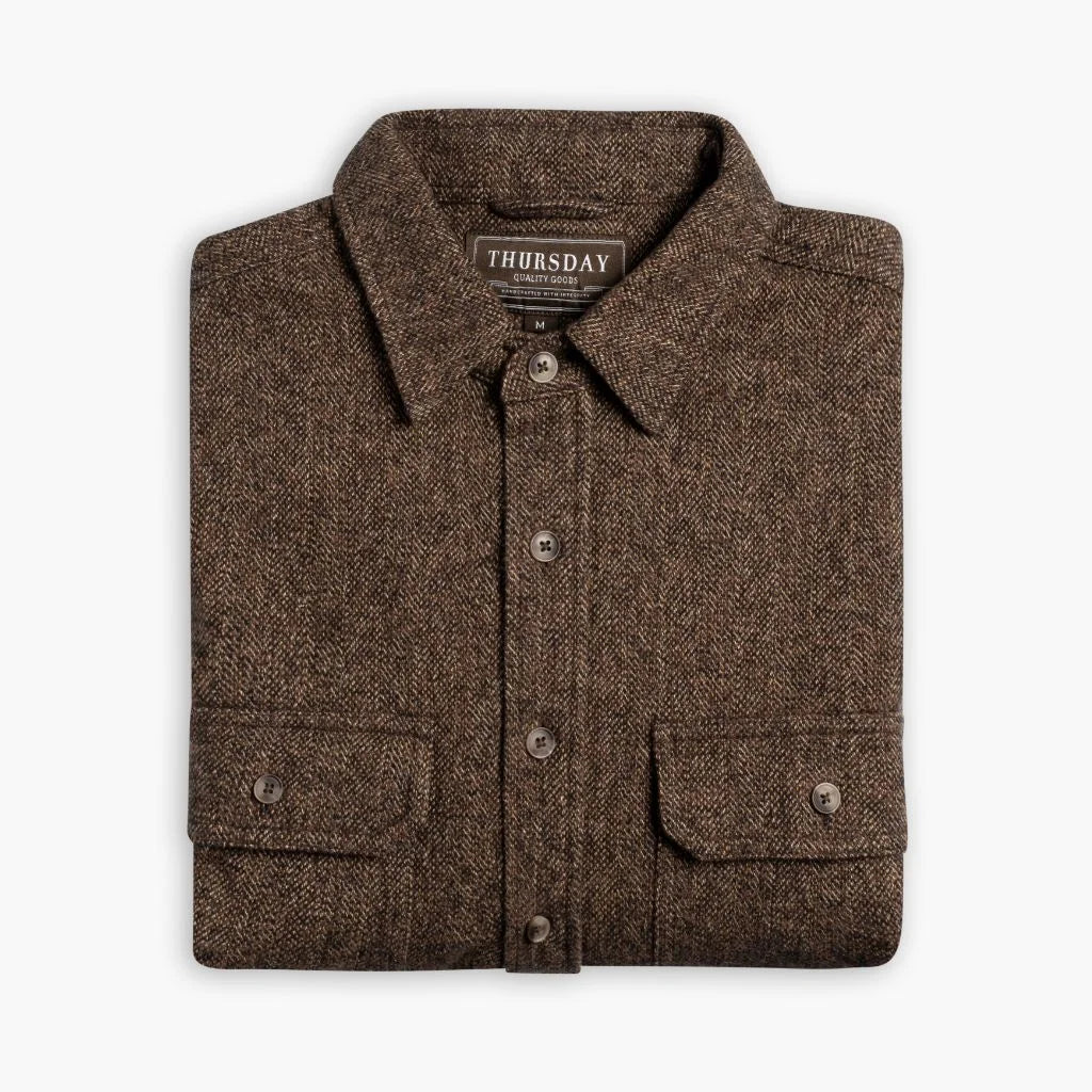 Summit Flannel Shirt | Brown Herringbone