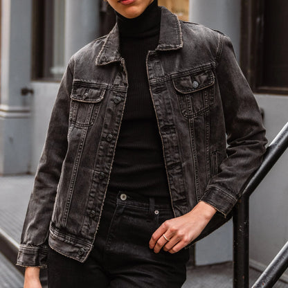 Denim Trucker Jacket | Faded Black