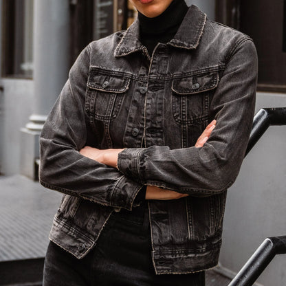 Denim Trucker Jacket | Faded Black