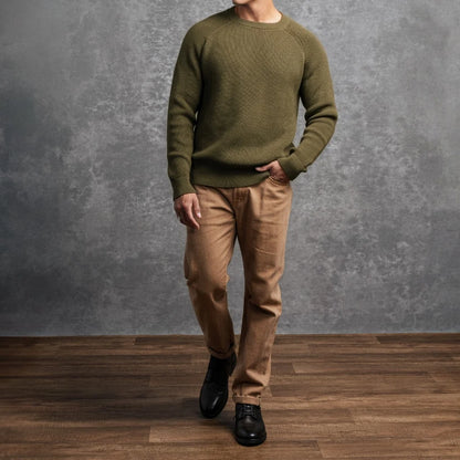 Ribbed Crewneck Sweater | Olive