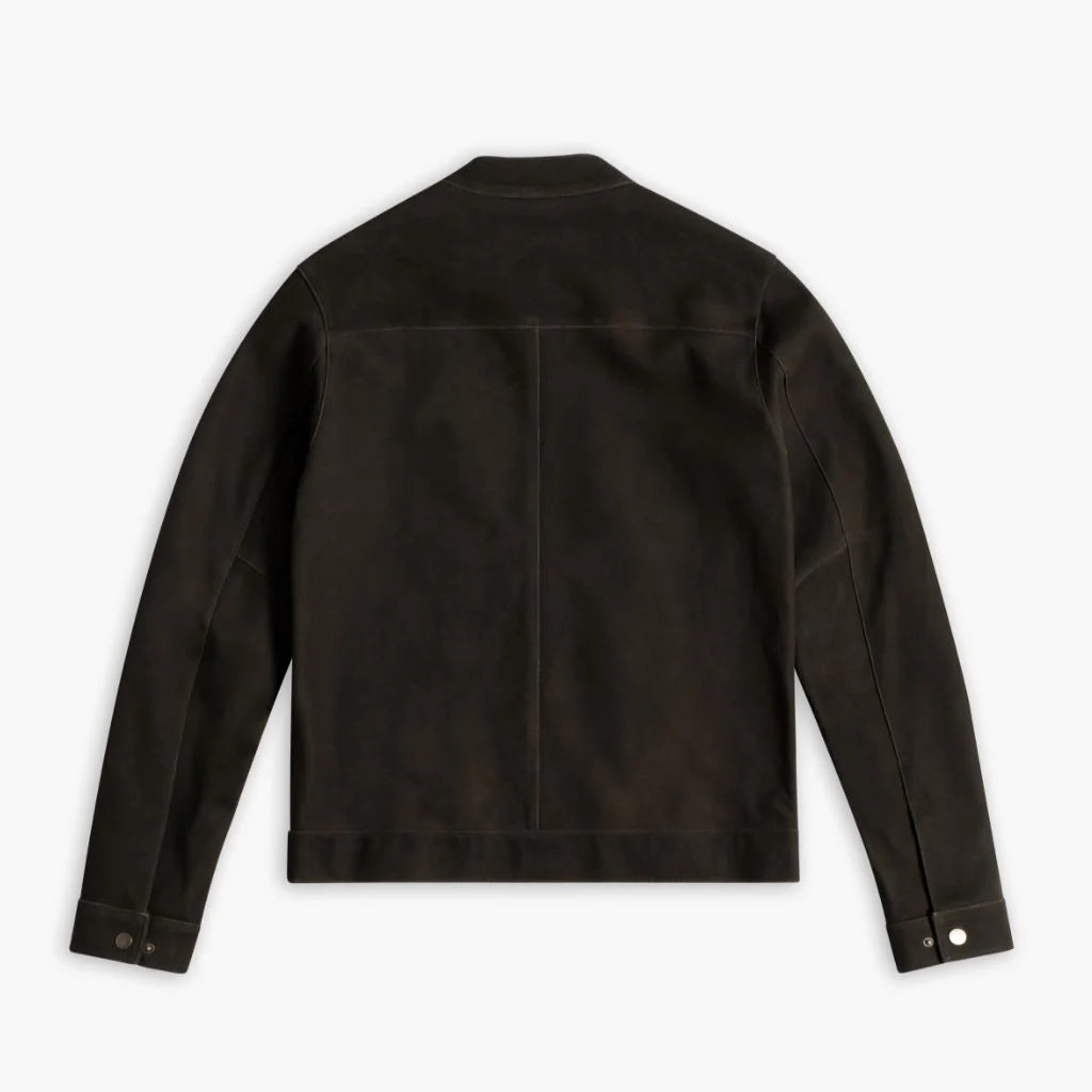 Racer Jacket | Dark Olive Suede