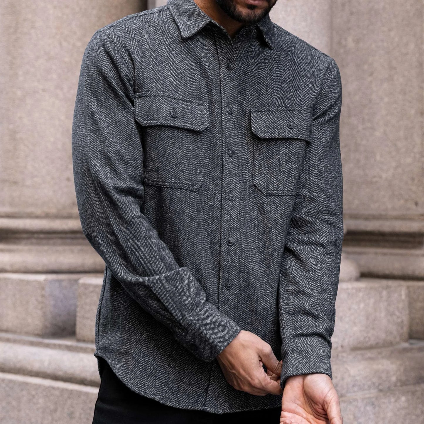 Summit Flannel Shirt | Blue Herringbone